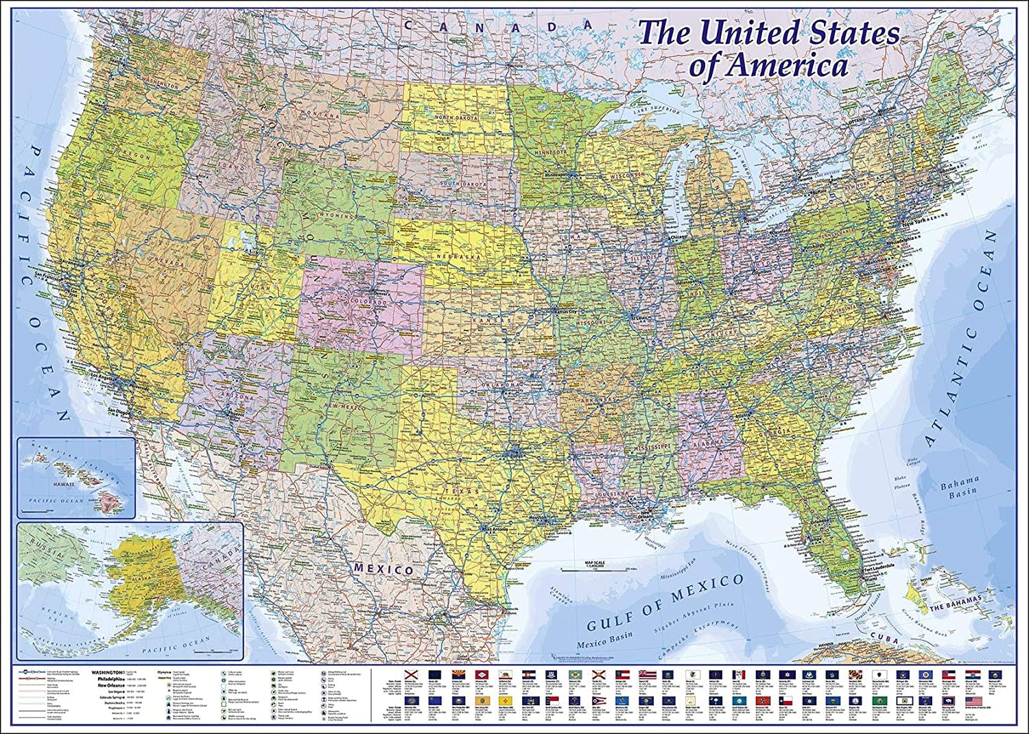 XXL USA Map Premium Poster Giant America Map with All States 55" x 39