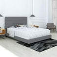 thumbnail image 2 of Skyline Decor Upholstered Linen Tri Panel Platform Bed Frame with Headboard, Full, Gray, 2 of 5