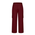 thumbnail image 4 of ZXLBBD Boys' Straight Leg Dress Pants Elastic Waist Solid Color Cargo Trousers Soft Blend for Kids School Uniform Versatile Casual Daily Wear,Red,Size 14 Y-15 Y, 4 of 7