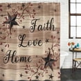 thumbnail image 2 of Farmhouse Star Brown Shower Curtain, Waterproof Shower Curtains for Bathroom, Retro Branches Berry Wooden Grain Washable Fabric Bathtub Curtain Set Bath Decor with 12 Hooks Standard 72"x72", 2 of 8