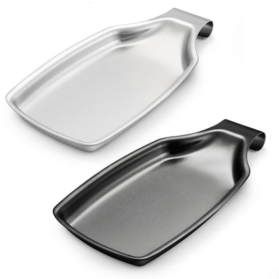 Walchoice Spoon Rest Set of 2, Stainless Steel Spoon Holder for Stove Top, Ladles Tongs Spatula Utensil Rest, Heavy Duty & Dishwasher Safe