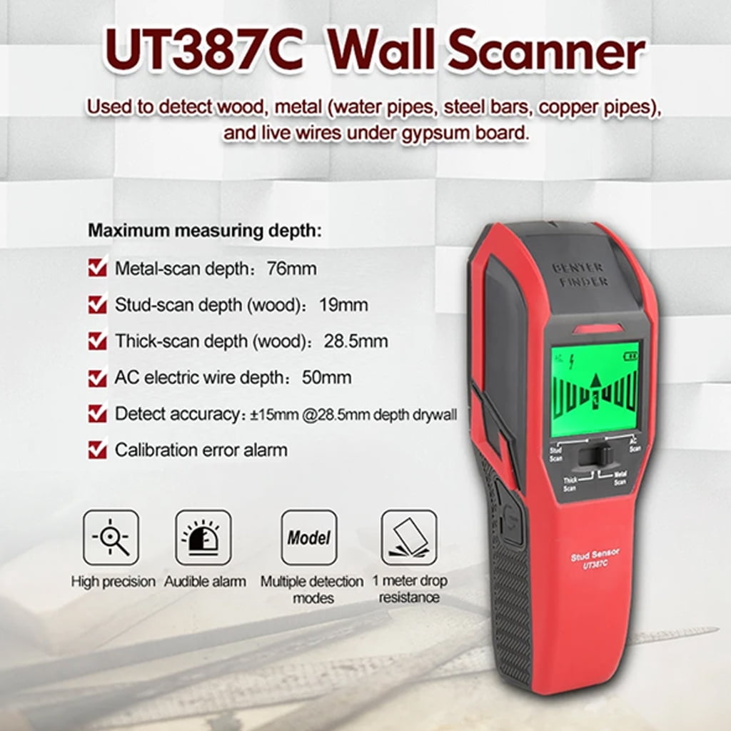 Portable Wire Pipe Detector Wood Metal Detector with LED Buzzer Multifunction Wall Studs Finder Scanning Tool