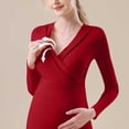 thumbnail image 3 of Aofany Nursing Tops for Breastfeeding Fall Pregnant Womens Nursing Solid Color Round Neck Short Sleeve Round Neck Breastfeeding Blouse, 3 of 5