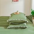thumbnail image 4 of Move Over 3 Pieces Dark Green Duvet Cover Set 100% Washed Microfiber Solid Color Pom Poms Pattern Green Bedding Sets Queen, 4 of 9