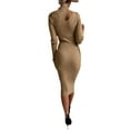 thumbnail image 3 of Qiylii Women Long Sweater Dresses Ribbed Sweater Knitted Long Sleeve High Waist Sexy Hollow Bodycon Dress, 3 of 4