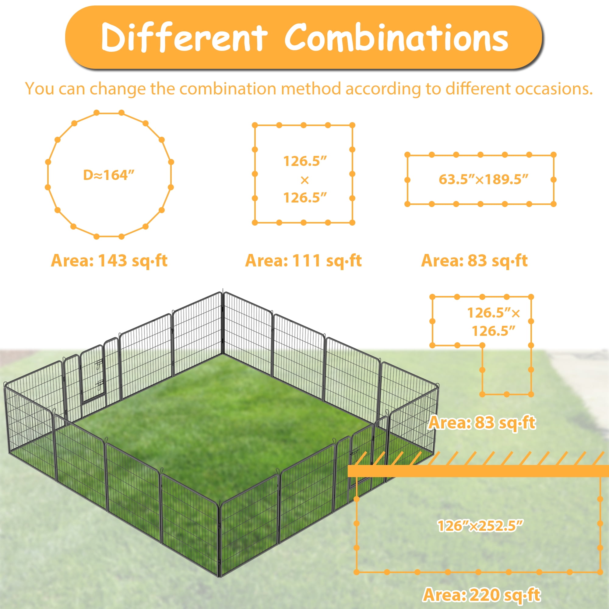 Pefilos 16-Panel Heavy Duty Metal Pet Playpen Portable Outdoor Folding 31.5"x31.5" Large Indoor Metal Puppy Dog Run Fence 2 Doors, Black Pefilos 16-Panel Heavy Duty Metal Pet Playpen Portable Outdoor Folding 31.5"x31.5" Large Indoor Metal Puppy Dog Run Fence 2 Doors, Black