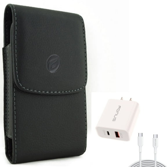 Holster Leather Case Belt Clip with 6ft Long Cable Fast Type-C 36W PD Home Charger for Samsung Galaxy Note 10 Plus A9 A73 5G A72 5G A71 5G A70 A52 5G A51 5G A42 5G A32 5G A21 A13 5G A12 5G A11