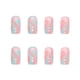 thumbnail image 2 of French Tip Press on Nails Medium Fake Nails Blue Nails for Women with Swirls Design Square Acrylic Nail, 2 of 4