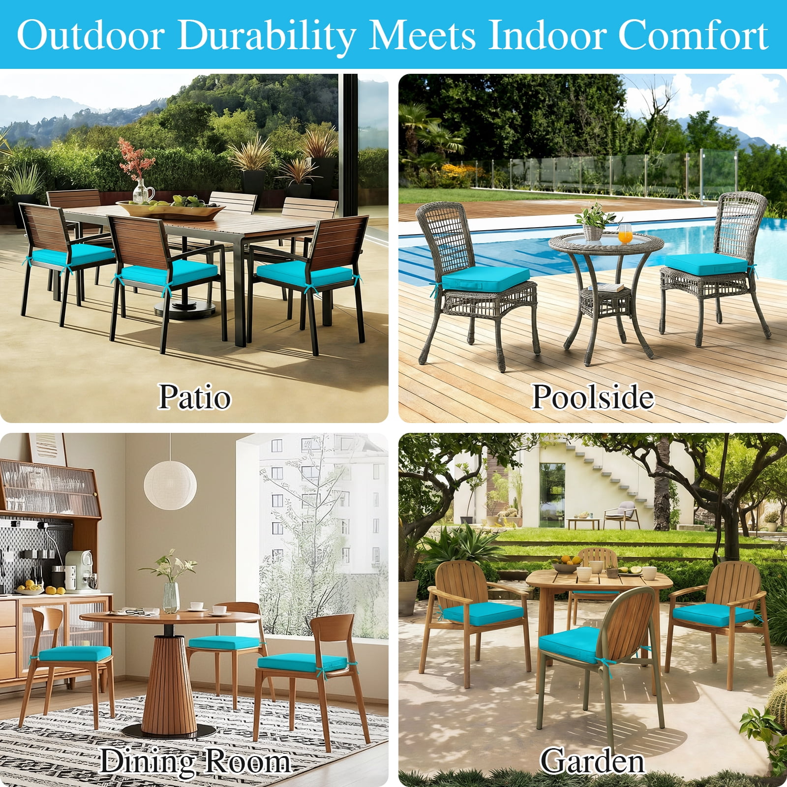 Jane Stone 2pcs Outdoor Seat Cushions with handle and Ties, 18.5" x 16" x 3" Water-resistant Outdoor Seat Pads Extra Thick Patio Chair Cushions for Patio Furniture - Tear