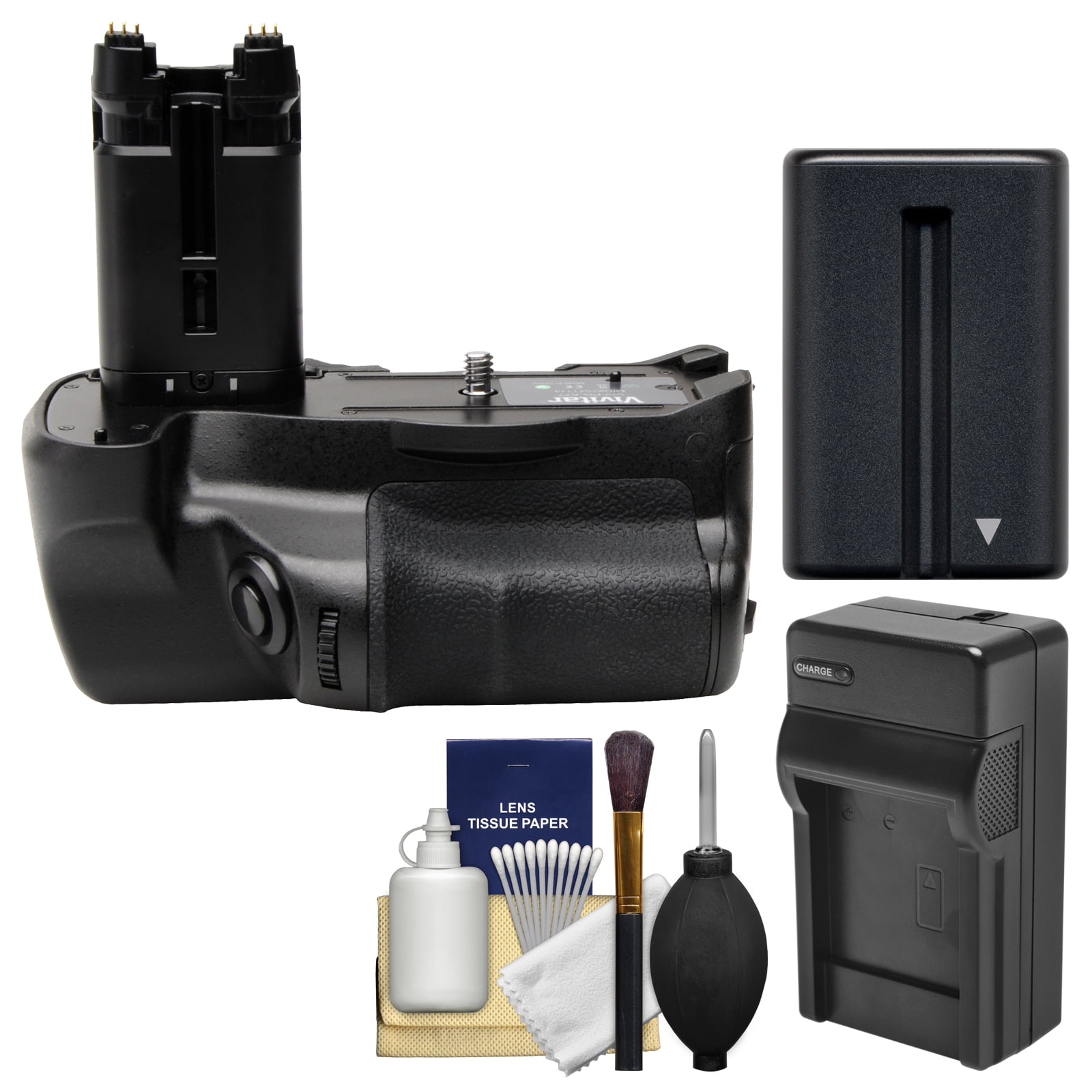 3 Flash Diffusers 2 NP-FM500H Batteries /& Charger Vivitar VG-C77AM Multi-Power Battery Grip for Sony Alpha A77 /& A77 II DSLR Cameras Remote Kit