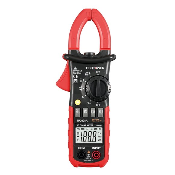 TekPower TP2008A 2000 Counts Clamp Meter AC DC Voltage Current Resistance Tester