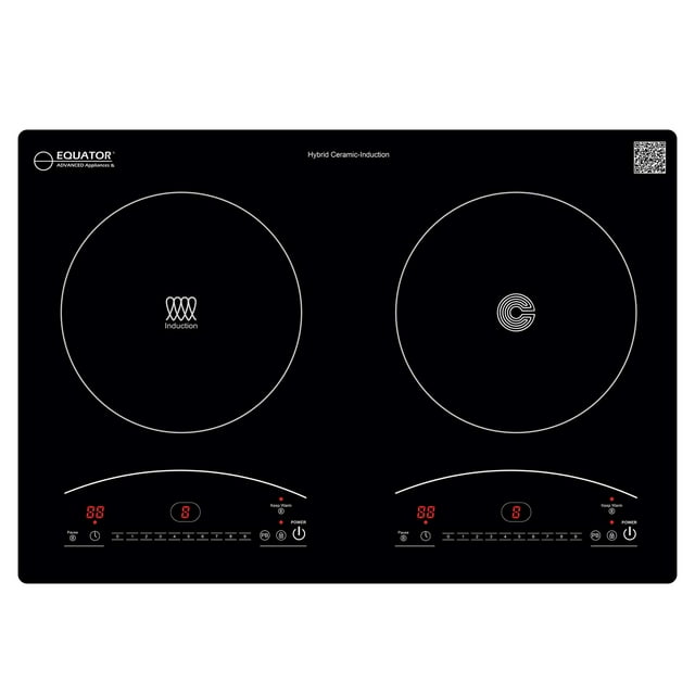 Equator 20" Electric Hybrid CERAMIC-INDUCTION 2 Burner Cooktop with 9 Power 110V