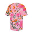 thumbnail image 4 of QTOCIO Hauts d'Été pour Femmes, Hauts Grande Taille pour Femmes, T-shirt à Manches Courtes à Col Rond Imprimé Floral Style Vacances pour Femmes, 4 of 5