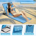 thumbnail image 2 of 2 Packs Folding Lounge Chairs, 5-Position Recline Lawn Chair with Pillow & Storage Pocket  for Sunbathing, Patio Chaise Lounge Lightweight Backpack Camping Chairs, Blue, 2 of 6