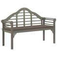 thumbnail image 3 of vidaXL Solid Acacia Wood Garden Queen Bench with Cushion Outdoor Multi Colors, 3 of 16