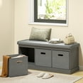 thumbnail image 2 of HOMCOM Shoe Bench with Cushion Seat, 3 Fabric Drawers for Entryway Hallway, 2 of 10