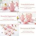thumbnail image 4 of 22 pcs White Porcelain Tea Set for 6, Luxury British Style Tea/Coffee Cup Set with Golden Trim, Beautiful Tea Set for Women, Tea Party Set, Gift Package (With a Stand), 4 of 10