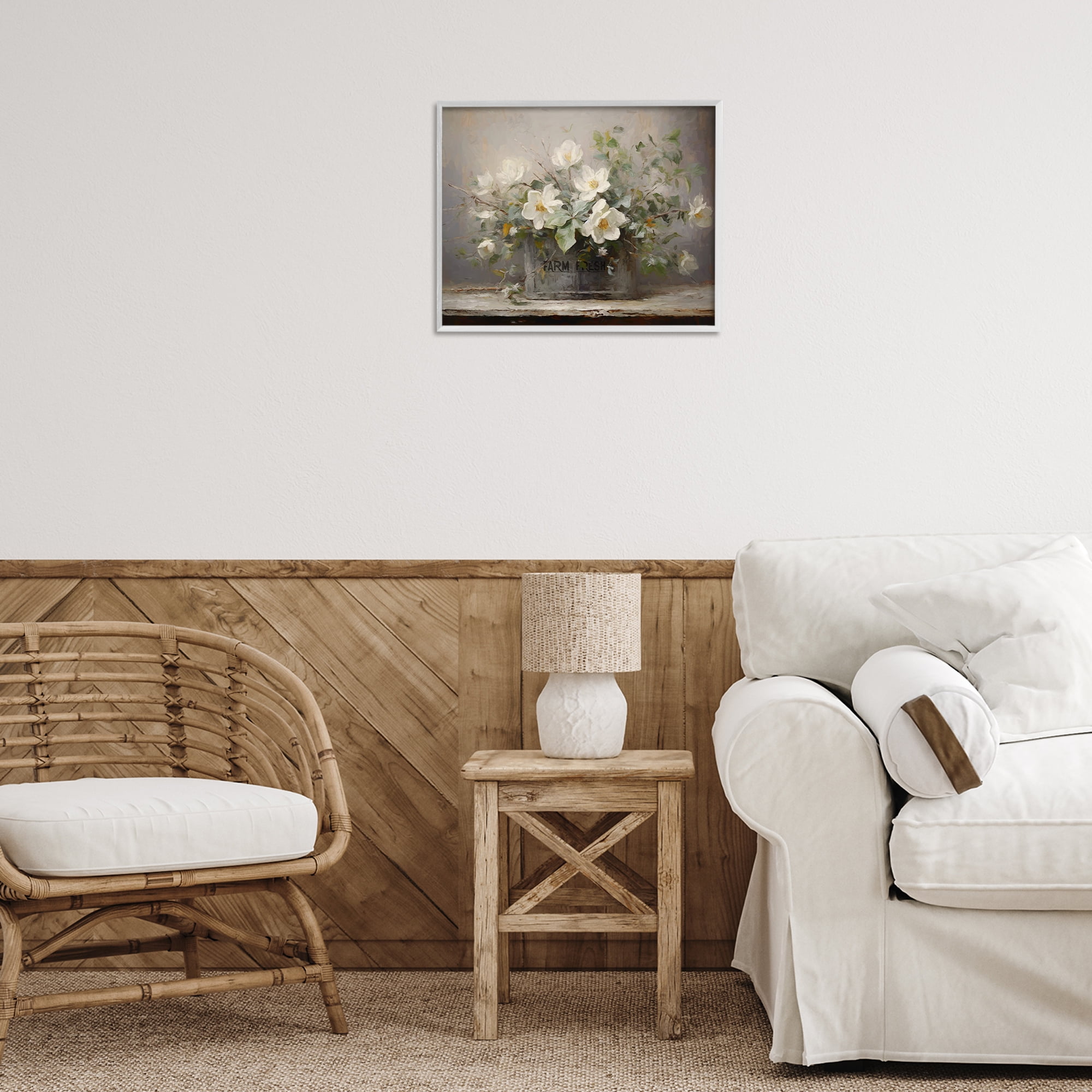 Stupell Industries Country Farm Florals Botanical & Floral Painting White Framed Art Print Wall Art, 20 x 16