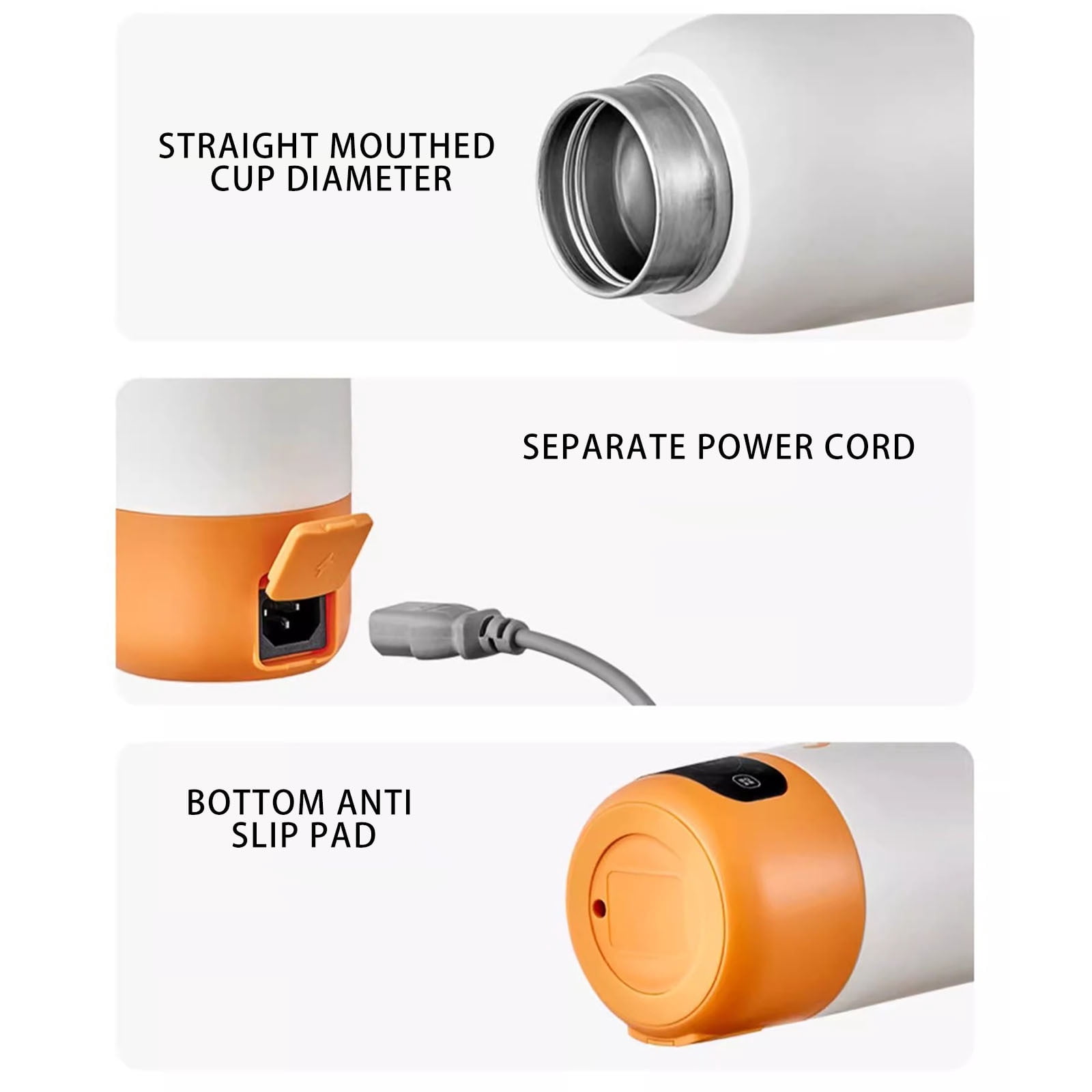 Portable Bottle Warmer Large Capacity for Travel, Fast Heating for Breast Milk formula and Milk, Suitable for Baby Outdoor Airplane and Car (Orange)