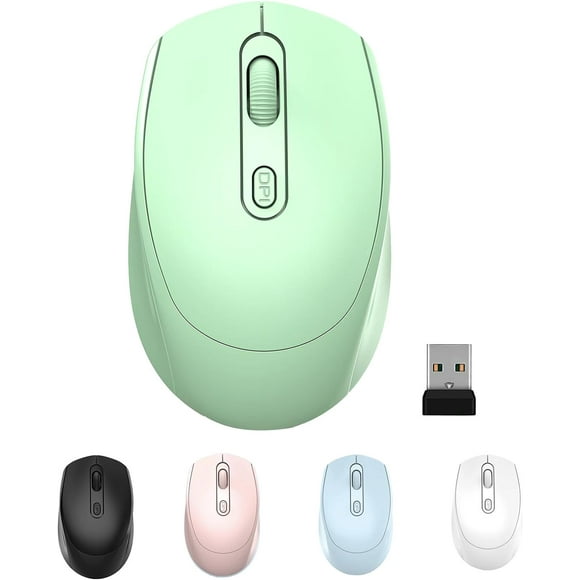 Wireless Mouse, 2.4G Silent Mouse, Computer Mouse with USB Nano Receiver for Laptop, Chromebook, PC, Mac, Windows and School Work (Green)