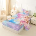 thumbnail image 2 of jejeloiu Colorful Ombre Alphabet E Twin Sheet Sets For Girls,Dreamy Princess Style Bedding For Kids,3-Piece, 2 of 6