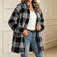 thumbnail image 6 of ZZkhGO Women's Winter Plaid Button‑Front Lapel Velvet Winter Jacket with Side Pockets Mid‑Length Double‑Sided Warm Coat, 6 of 6