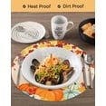 thumbnail image 3 of 15 Inch Round Placemats Set of 4, Fall Orange Pumpkins Non Slip Heat Insulation PP Table Mats, Autumn Farmhouse Maple Leaves Washable Place Mats for Kitchen Dining Party Table Decor, 3 of 7