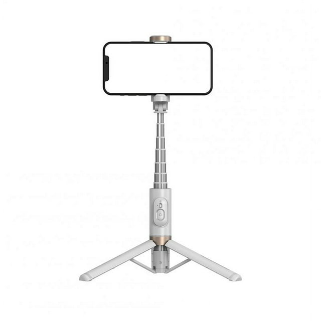 Q12 Perche à Selfie Bluetooth pour Téléphone Portable Trépied Support de Diffusion Multifonctionnel Blanc