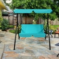 thumbnail image 3 of Costway  Loveseat Patio Canopy Swing Glider Hammock Cushioned Blue, 3 of 11