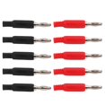 thumbnail image 1 of 10pcs 4mm/0.2in Banana Plugs Brass PE Red & Black Spiral Insulated Shell Open Banana Connector 30VAC to 60VDC, 1 of 4