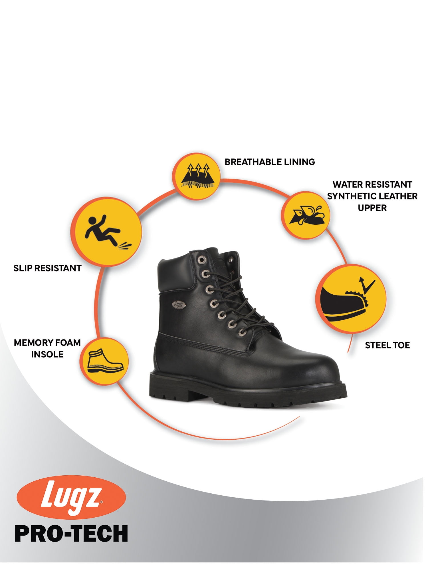 Lugz Men's Drifter 6 ST Wide, Durable Steel Toe Work Boots