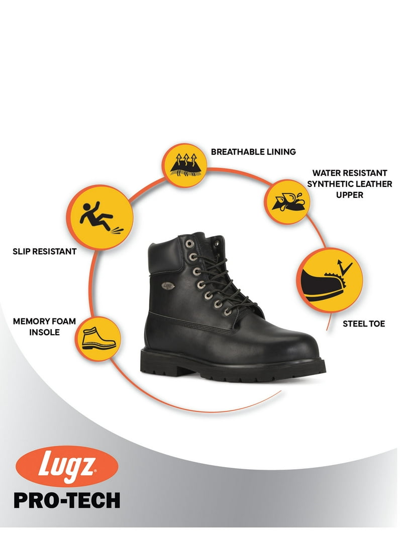 Lugz Men's Drifter 6 ST Wide, Durable Steel Toe Work Boots, Water