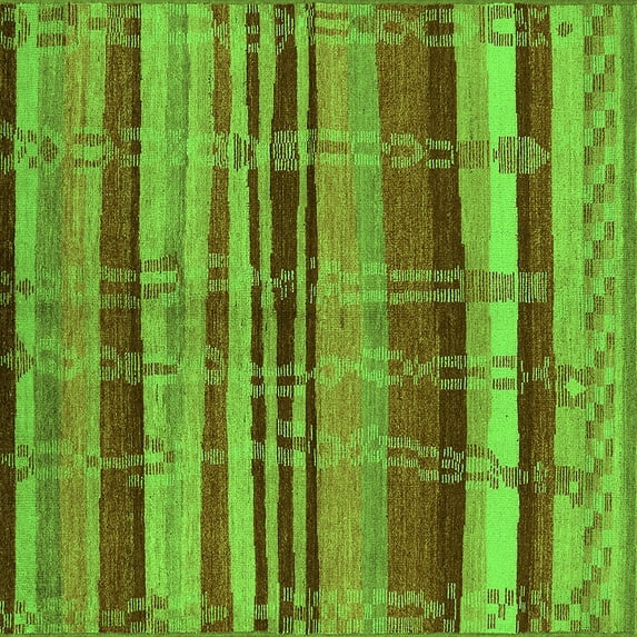Ahgly Company Indoor Square Oriental Green Industrial Area Rugs, 5' Square