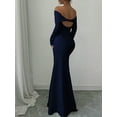 thumbnail image 4 of LWavelet Womens Off Shoulder Long Sleeve Bodycon Maxi Dress Evening Formal Party Dress Navy S, 4 of 5