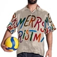 thumbnail image 4 of Christmas Font Men's Short Sleeve Hawaiian Poplin Shirt - Casual Printed Button Down Summer Beach Shirt for Men, 4 of 6
