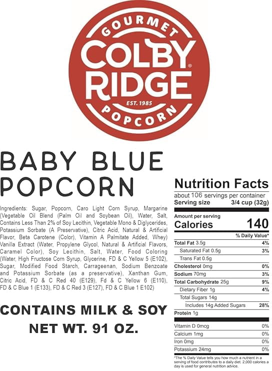 Colby Ridge Baby Blue Vanilla Flavored Gender Reveal Gourmet Craft Popped Gluten Free Popcorn Bulk Sized Large Gift Bags (Bulk 5 gal 80 cups)