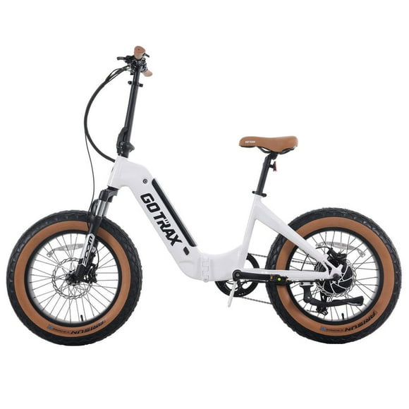 GOTRAX F5 500W 20" x 4" Fat Tires Step-Thru Folding Electric Bike for Adult with Removable Battery, White