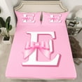 thumbnail image 2 of Erosebridal Monogrammed E Twin Sheet Sets, Initial Letter Bedding Twin Size, Pink Bow Reversible Bed Sheets Twin, Super Cozy Bedroom Decor, 3-Piece, 2 of 7