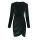 thumbnail image 4 of Karight Womens Velvet Dress Elegant Wrap V Neck Long Sleeve Midi Dress Split Ruched Bodycon Holiday Party Cocktail Dresses, 4 of 4