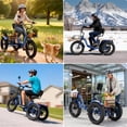 thumbnail image 3 of MOONCOOL Folding Electric Tricycle for Adults, 20" x 4" Fat Tire Electric Trike, 48V Peak 1092W  Electric Bicycle, 3 Wheels 7 Speed Ebike w/ 14.5Ah Removable Battery& Speed Differential Mechanism, 3 of 13