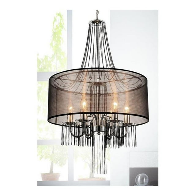 CWI Lighting Amelia Lustre à Abat-Jour Tambour 6 Lumières Finition Chrome