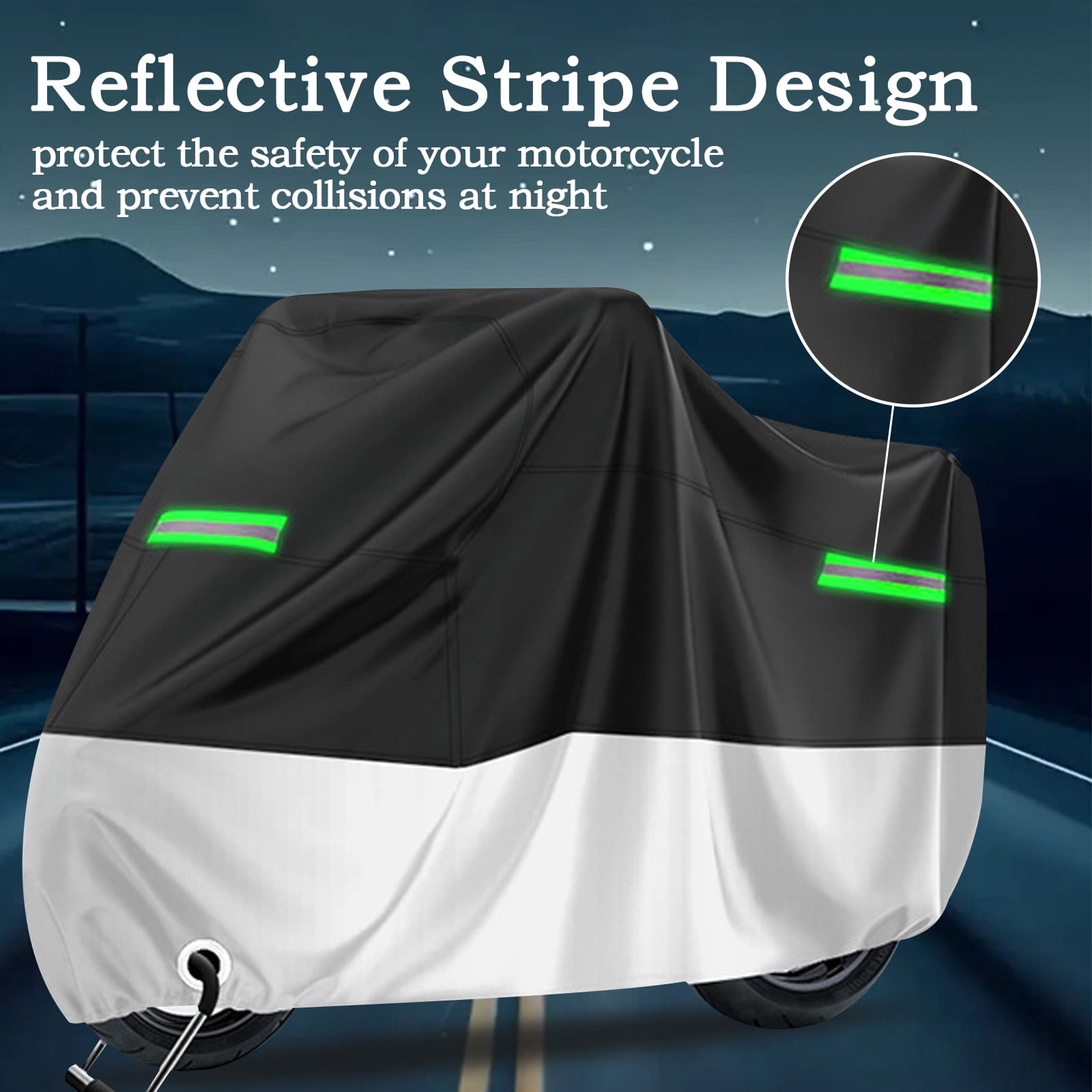OFFCURVE Motorcycle Cover All Season XL,Waterproof Outdoor UV Protection with Lock-Holes,1 Piece