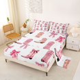 thumbnail image 2 of Homewish Pink Cowgirl Boots Bed Sheets,Cute Bowtie Full Size Sheets,White,4-Piece,1 Flat Sheet, 1 Fitted Sheet and 2 Pillowcases, 2 of 6