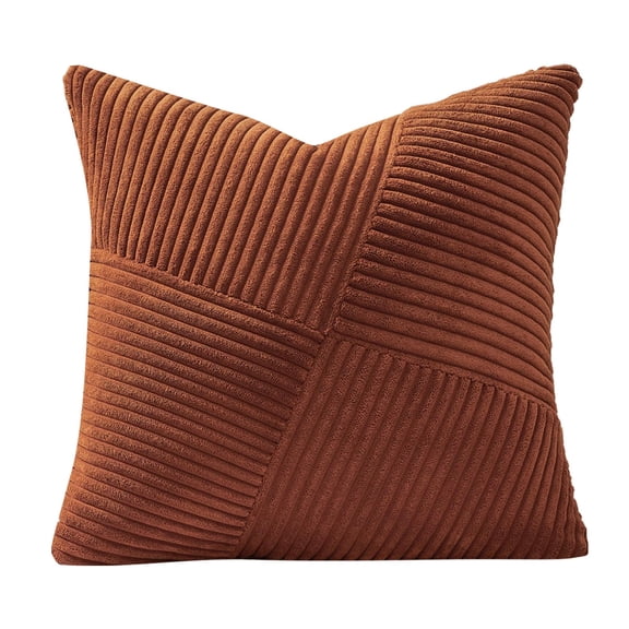 Gnwei Corduroy Pillow Covers 18x18 Inch Boho Decorative Spliced Throw Pillow Covers Soft Couch Pillowcases Cross Patchwork Textured Cushion Covers for Sofa Bed Living Room Decor