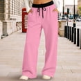 thumbnail image 6 of Mercatoo Girls Oversized Wide Leg Sweatpants Kids Baggy Swea𝐭 Pants Drawstrin𝐠 Waist Color Block Straight Leg Track Pants Trousers, 6 of 7