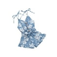 thumbnail image 3 of ITFABS Combishort d'Été Sans Manches pour Filles, Col en V, Boutons, à Lacets, Imprimé, 3 of 8