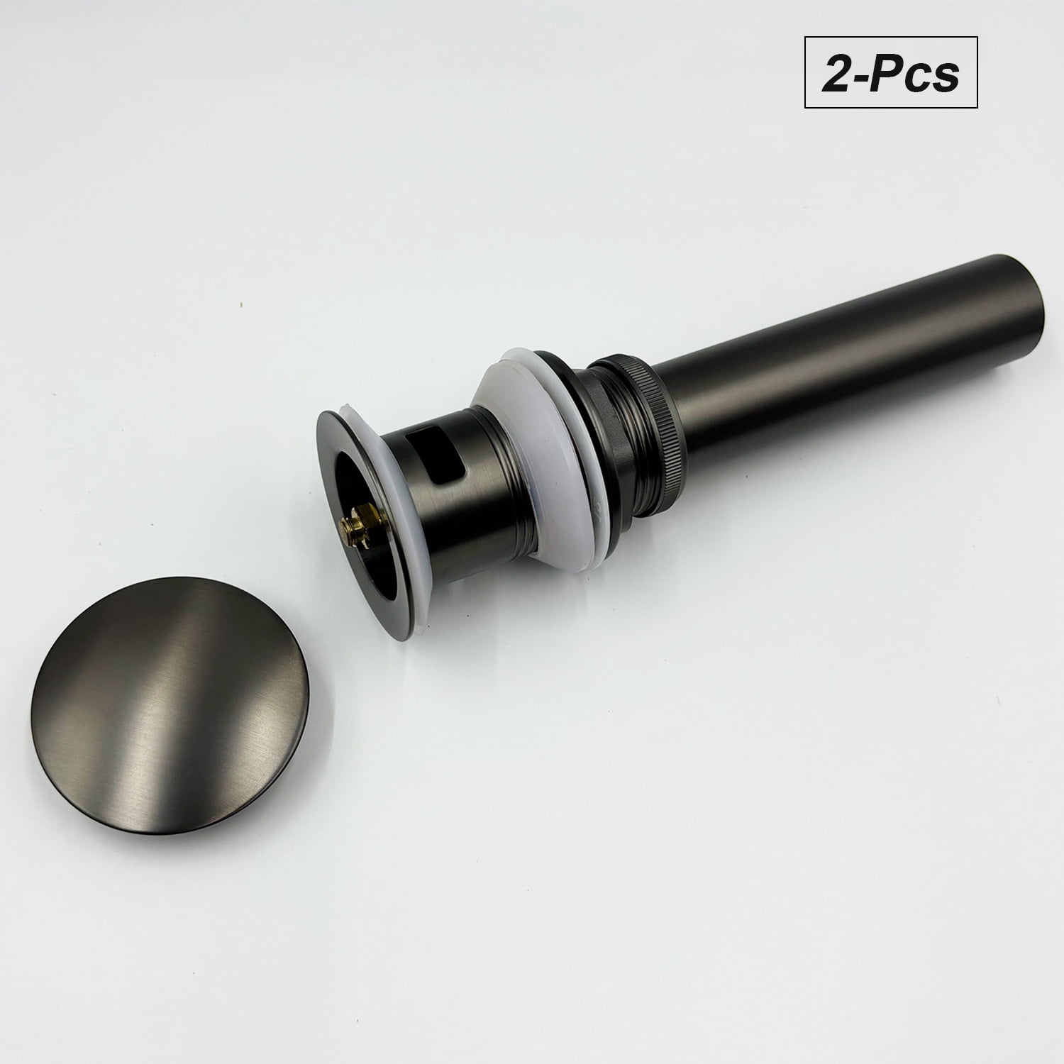 2 Pcs Bathroom Sink Drain with Overflow, Vessel Sink Lavatory Vanity Pop Up Drain Stopper, 304 Stainless Steel