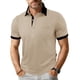 thumbnail image 1 of Blusa y camisa de manga corta con cuello vuelto para hombre, estilo casual, con botones y bolsillos, color liso, de poliéster., 1 of 8