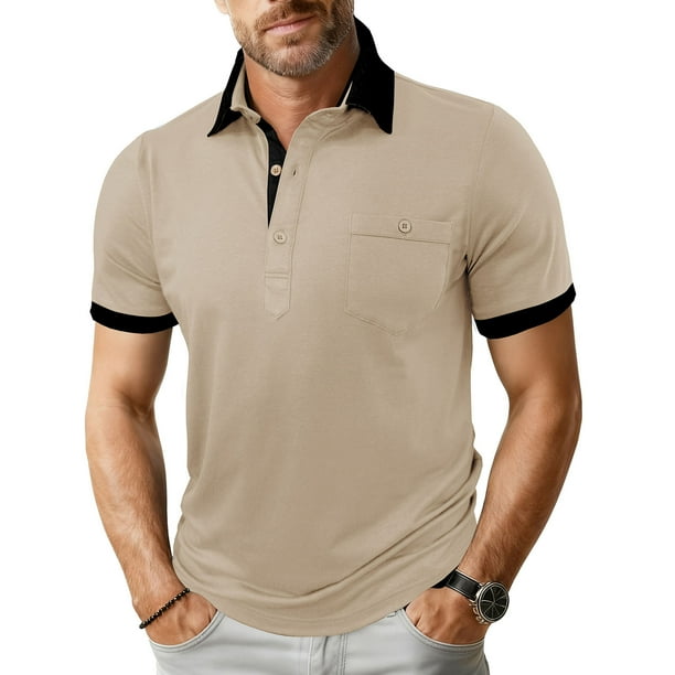 Ceisia Men's Casual Striped Half Button Round Neck Pullover with Pocket Daily Fashion Top Gift