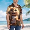thumbnail image 5 of Balery Cartoon Cooking Cat Print Men's Hawaiian Shirts Short Sleeve Beach Shirt Relaxed Fit Vacation Button Down Shirts-XX-Large, 5 of 9